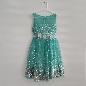 Girls aqua sparkly dress